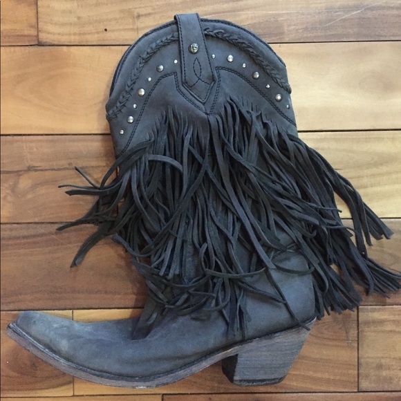 black fringe cowboy boots
